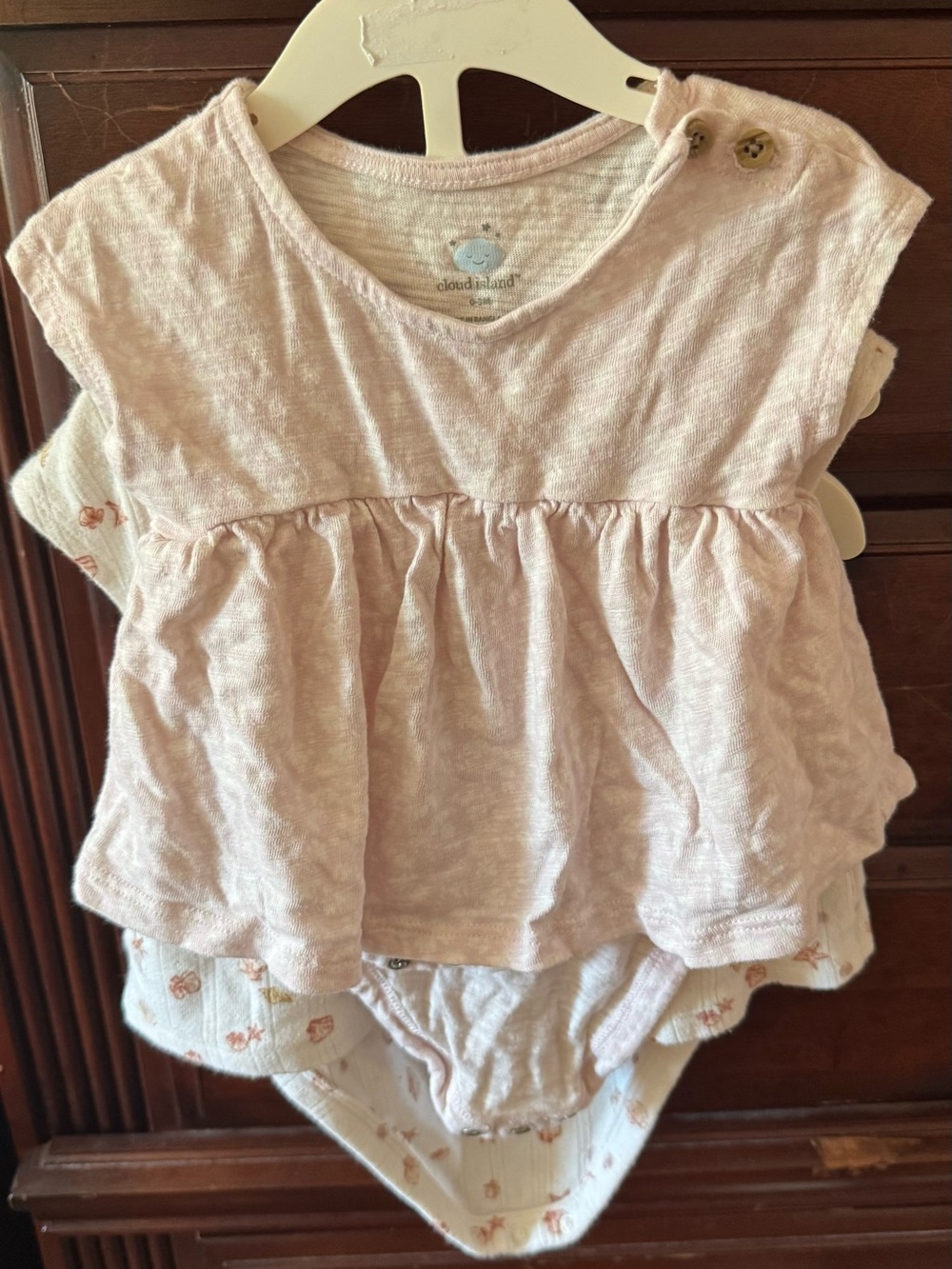 cloud island Pale Purple and seashell peplum Bodysuit Top